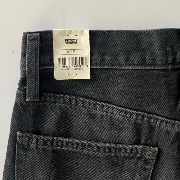 Levi's Baggy Dad Jeans Women's 26x32 Black Straight Leg Mid-Rise Distressed NWT - Picture 11 of 13